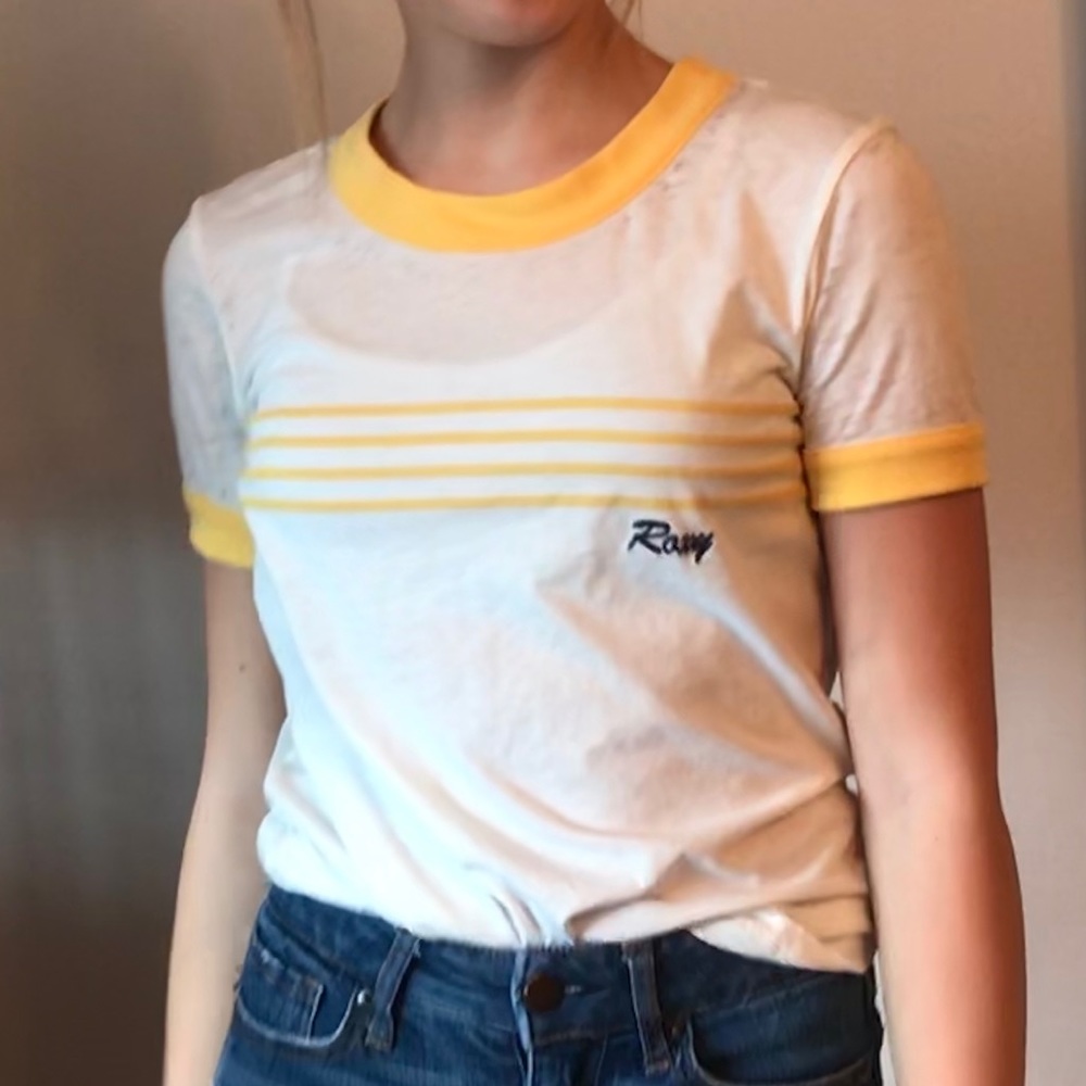 Roxy Size XS White and Yellow T-Shirt